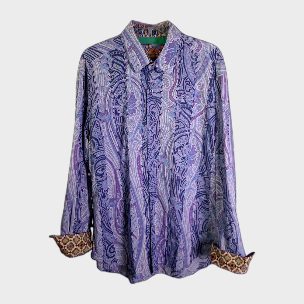 Robert Graham Men's Size XL Gothic Paisley Woven Long Sleeve Shirt Made In India